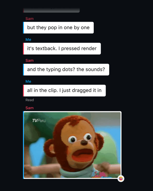 One chat in Textback's Snapchat style