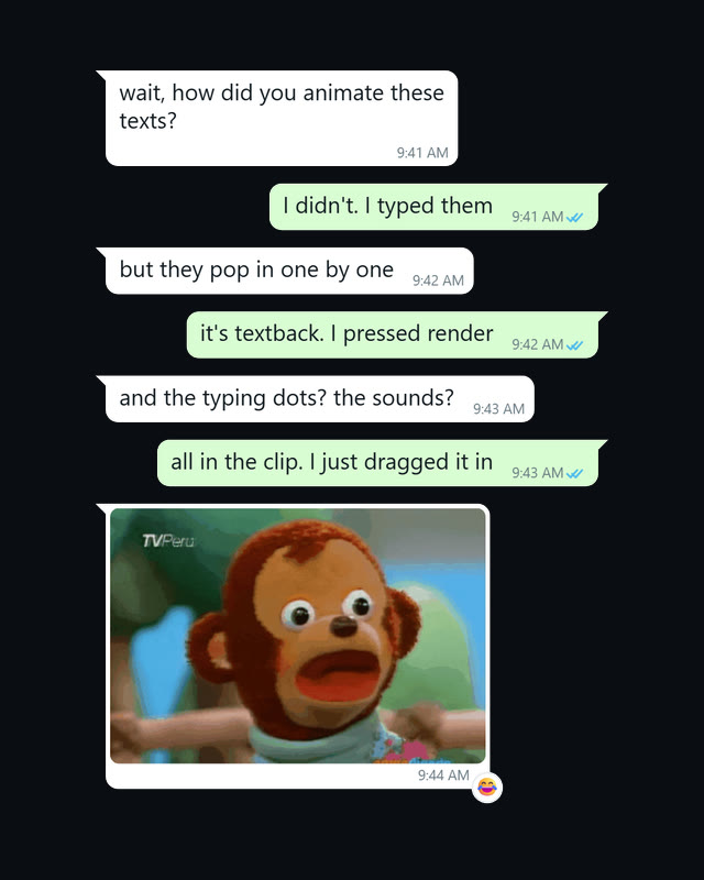 One chat in Textback's WhatsApp style